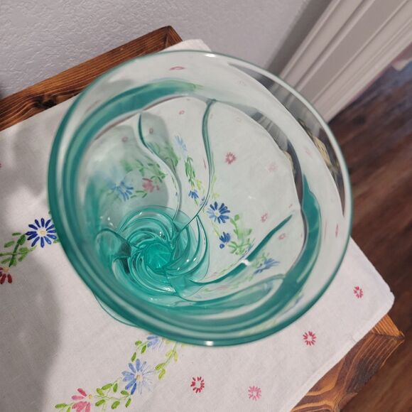 Vintage Noritake Sweet Swirl Aqua Ice Tea Glass Goblet Tumbler 8oz Set of 4 Cups - Picture 10 of 13